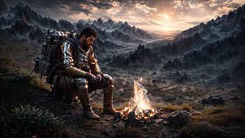 Camping, soldier, camp, campfire, mountain, tent HD wallpaper