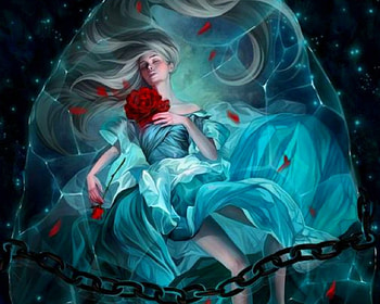 Sleeping Beauty, rose, fantasy, art, woman HD wallpaper