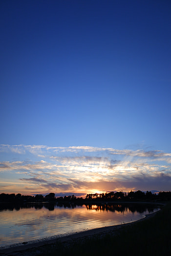 Nature, Sunset, Twilight, Lake, Shore, Bank, Dark, Dusk HD phone wallpaper
