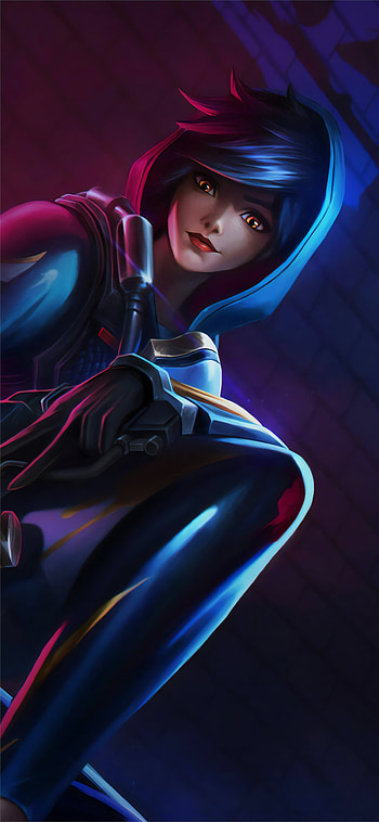 Tracer Overwatch artworks, Vibrant color palette, Creative character design, Mobile HD phone wallpaper