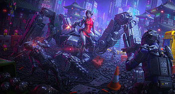 Cyborg Girl Killing Attacker , cyborg, artist, artwork, deviantart HD wallpaper