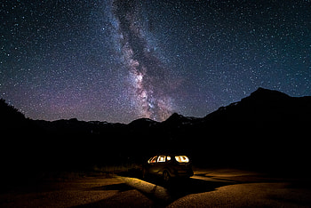 Night, Dark, Car, Starry Sky, Machine HD wallpaper