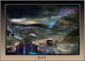 night, waterfall, stars, water, mountain HD wallpaper