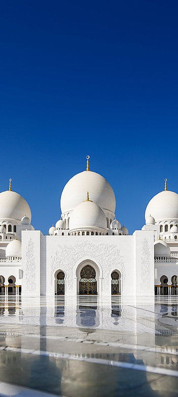 Mosques, Mosque, Religious, Sheikh Zayed Grand Mosque, Architecture, Abu Dhabi, Reflection, United Arab Emirates HD phone wallpaper