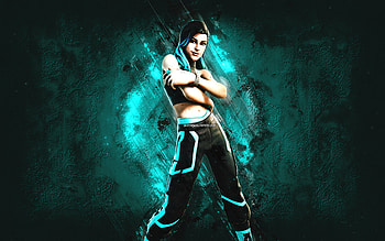 Fortnite Melody Maverick Skin, Fortnite, main characters, blue stone background, Melody Maverick, Fortnite skins, Melody Maverick Skin, Melody Maverick Fortnite, Fortnite characters HD wallpaper