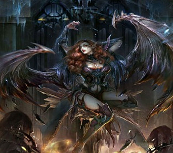 Vampire Queen, wings, claws, red head, vampire, queen HD wallpaper