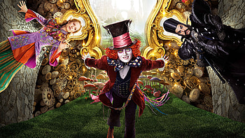 Johnny Depp, Mia Wasikowska, Alice in Wonderland, Sacha Baron Cohen HD wallpaper