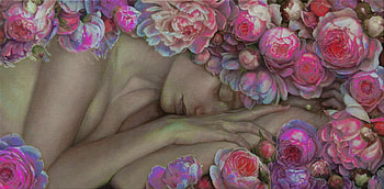 Peony Beauty, peonies, art, fantasy, resting, , girl, woman, beautiful, digital, pink HD wallpaper