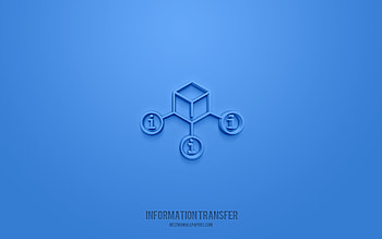 information transfer 3d icon, blue background, 3d symbols, information transfer, business icons, 3d icons, information transfer sign, business 3d icons HD wallpaper