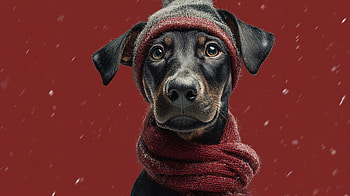 Cozy Christmas Pup | Festive Scarf Dog | Holiday Hound Xmas, Christmas Dog, Portrait, Winter HD wallpaper