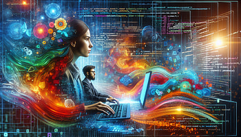 Creative Programmer Digital Artwork, programmer, technology, Digital Art, data visualization, creativity HD wallpaper