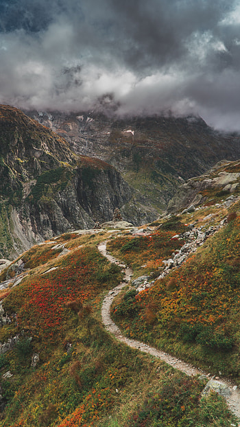 Nature, Stones, Mountains, Rocks, View From Above, Path HD phone wallpaper