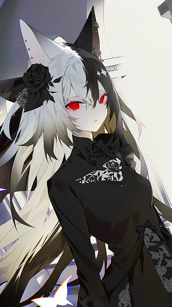 Elegant Anime Girl : Dark Roses & Fiery Eyes, Anime, girl, anime girl HD phone wallpaper