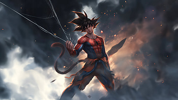 Goku X Spider Man, goku, spiderman, artwork, anime, artist, digital-art, art, ai HD wallpaper