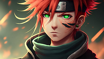 A boruto character from another village, AI Art, green, ninja, red hair, Anime, Naruto, green anime HD wallpaper