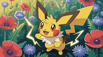 Pichu: Sparkling Meadow, Pichu (Pokémon), Pokemon, Electric HD wallpaper