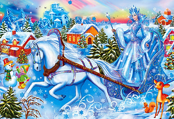 Fantasy Christmas, winter, horse, fantasy, snow, christmas, trees, ice queen HD wallpaper