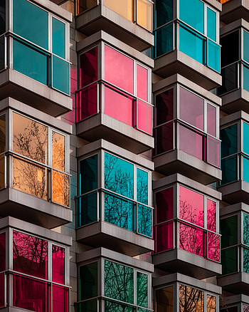 Architecture, Building, Miscellanea, Miscellaneous, Multicolored, Motley, Glass, Facade HD phone wallpaper