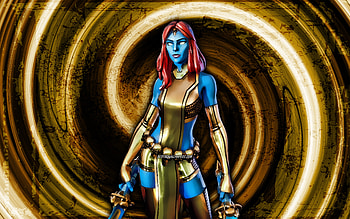 Gold Foil Mystique, yellow grunge background, Fortnite, vortex, Fortnite characters, Gold Foil Mystique Skin, Fortnite Battle Royale, Gold Foil Mystique Fortnite HD wallpaper