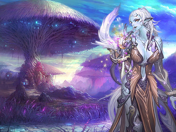 Aion__Tower_of_Eternity, blue, eternity, other, grass, tree, aion, anime, video games, girls, sky HD wallpaper