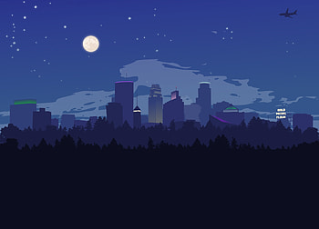 Silent night, Minneapolis, silhouette, art HD wallpaper