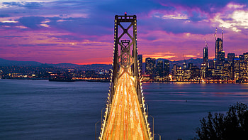 Oakland Skyline, bay bridge, , Background HD wallpaper