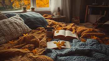 Cozy Autumn Aesthetic: Reading Retreat, cozy autumn aesthetic, reading, autumn leaves HD wallpaper