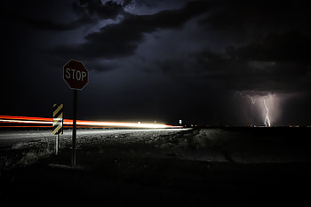 Night, Signs, Dark, Road, Thunderstorm, Storm HD wallpaper