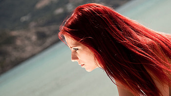 Ariel, sweet, sea, sexy, czech, model, gorgeous, beautiful, beauty, woman, hop, face, gabrielle lupin, redhead, hair, ocean HD wallpaper