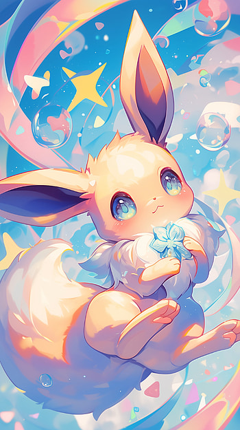 Cute Eevee Pokémon , Pokemon, Eevee (Pokémon), cute, Anime, fantasy, cute anime, fantasy anime HD phone wallpaper