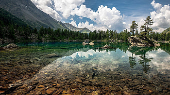 Mountain lake, Breathtaking landscapes, Nature's wonder, Serenity HD wallpaper