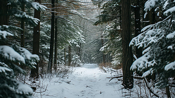 Winter Wonderland: Snowy Forest Path, winter, snowy forest, forest, snow, tree HD wallpaper