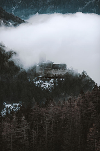 Nature, Clouds, Lock, Fortress, Forest, Hill HD phone wallpaper