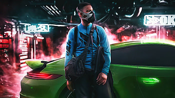 Cyberpunk Boy Mask With Porsche , cyberpunk, mask, scifi, porsche, artist, artwork, digital-art HD wallpaper