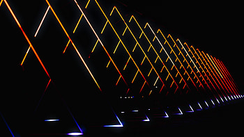 Neon Triangles Lines Lights Black Sky Dark Background Dark Background HD wallpaper