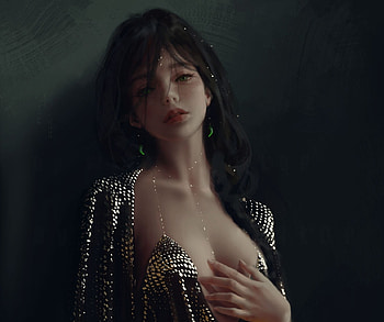 Princess, wlop, art, dark, fantasy HD wallpaper