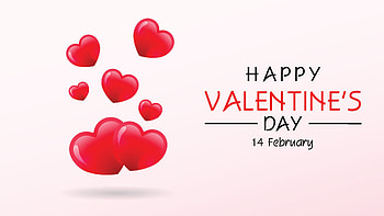 Happy Valentine's Day 14 February Red Hearts Light Pink Background Valentine's Day HD wallpaper