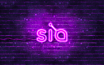 Siacoin violet logo, , violet brickwall, Siacoin logo, cryptocurrency, Siacoin neon logo, Siacoin HD wallpaper