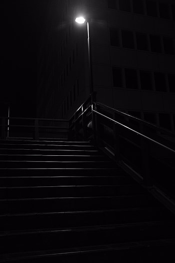 Night, Dark, Shine, Light, Lamp, Lantern, Ladder, Stairs, Steps HD phone wallpaper