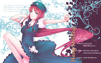 Hong Meiling, magic, mahou, chinese martial arts, anime, touhou HD wallpaper