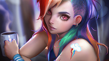 Anime Girl Colorful Hairs, anime-girl, anime, fantasy, artist, artwork, digital-art HD wallpaper