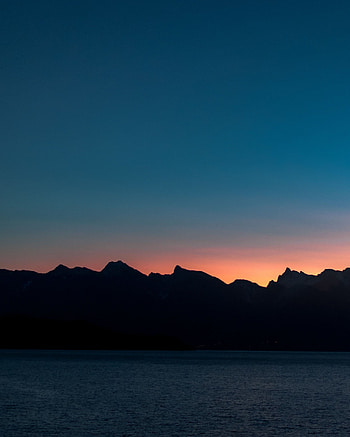 Nature, Sunset, Mountains, Sea, Horizon, Canada, Shore, Bank, Gibsons HD phone wallpaper
