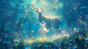 Deer Fairy, deer, Anime, AI Art HD wallpaper
