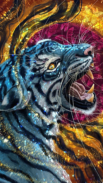 Tiger, bengal_tiger, big_cats, glitter, teeth, wild HD phone wallpaper