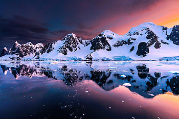 Sunset In Antarctica , sunset, nature, snow, mountains HD wallpaper