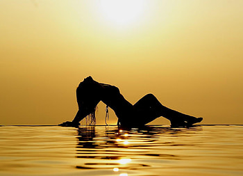Heat, lady, abstract, fantasy, water, sun HD wallpaper