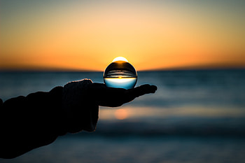 Horizon, Dark, Hand, Glass, Ball HD wallpaper