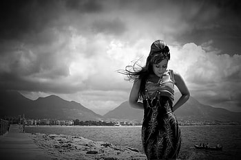 Letting Go, model, graphy, woman, black and white HD wallpaper