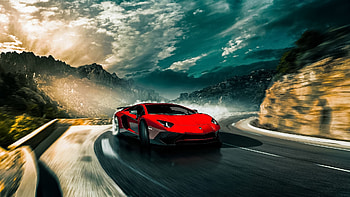 Lamborghini Aventador SV LP750 4 2016, avendator, road, lamborghini, red HD wallpaper