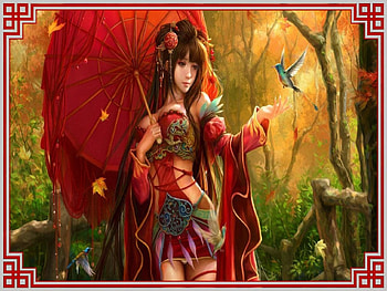 awsome fantasy painting, girl, fantasy, forest, beauty HD wallpaper